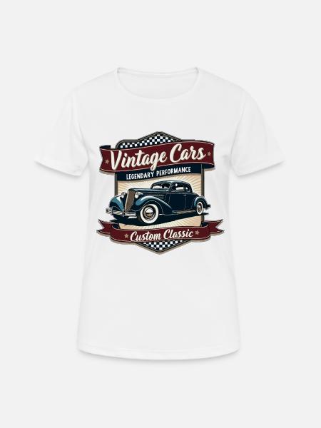 Voiture vintage design rétro - T-shirt respirant Femme - blanc