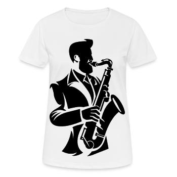 Saxophonist - Frauen T-Shirt atmungsaktiv - Weiß - Vorne - AI Model Female 172 dark (172cm)