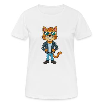 Inländische lustige Cartoon Kawaii Jacke Sonnenbrille - Frauen T-Shirt atmungsaktiv - Weiß - Vorne - AI Model Female 172 dark (172cm)