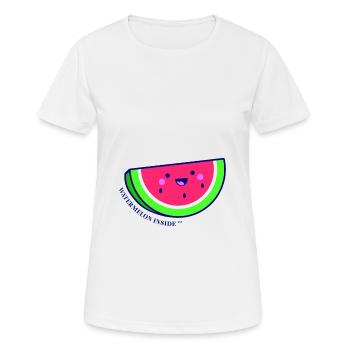 Da ist nur eine Wassermelone drinnen - Frauen T-Shirt atmungsaktiv - Weiß - Vorne - AI Model Female 172 dark (172cm)