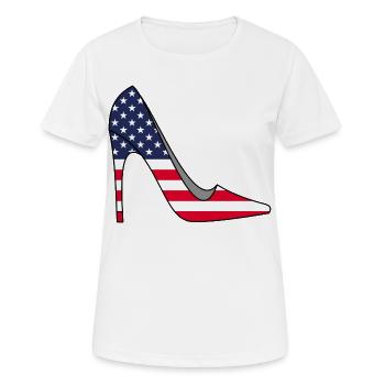 Damenschuhe und Amerika - Frauen T-Shirt atmungsaktiv - Weiß - Vorne - AI Model Female 172 dark (172cm)