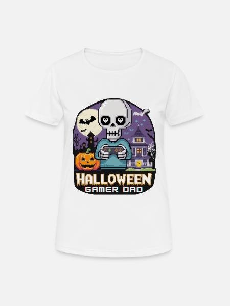 Pixel Halloween Gamer Dad - Women's Breathable T-Shirt - white