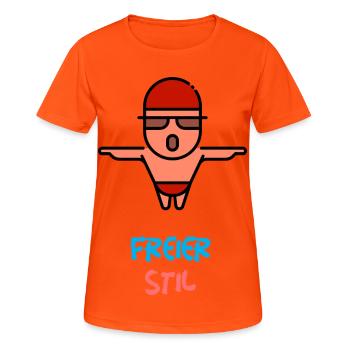 Natation acrobatique - T-shirt respirant Femme - orange néon - Devant - AI Model Female 172 dark (172cm)