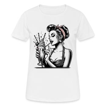 Rockabilly Milkshake Pin Up Girl Gift - Women's Breathable T-Shirt - white - Front - AI Model Female 172 dark (172cm)