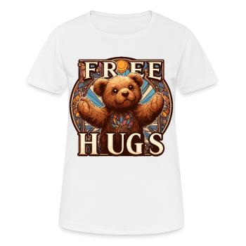 Cadeau de câlins gratuits en peluche - T-shirt respirant Femme - blanc - Devant - AI Model Female 172 dark (172cm)