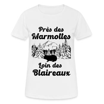 Marmotte forêt randonnée camping - T-shirt respirant Femme - blanc - Devant - AI Model Female 172 dark (172cm)