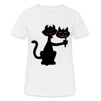 Chat noir démoniaque - T-shirt respirant Femme - blanc - Devant - AI Model Female 172 dark (172cm)