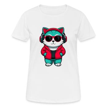 Bambino Chat Race Dessin Animé Kawaii Animal Pet - T-shirt respirant Femme - blanc - Devant - AI Model Female 172 dark (172cm)