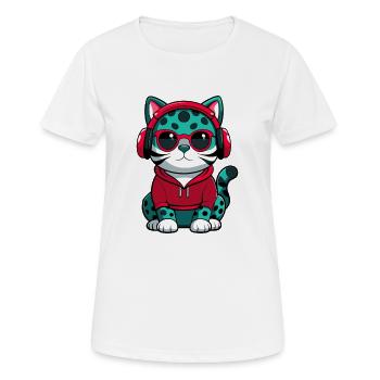 Australian Spotted Mist Cat Breed Cartoon Kawaii - Women's Breathable T-Shirt - white - Front - AI Model Female 172 dark (172cm)