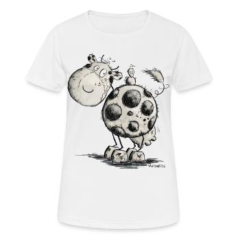 Kuh Rund Kugel Kugelrund 2 - Frauen T-Shirt atmungsaktiv - Weiß - Vorne - AI Model Female 172 dark (172cm)