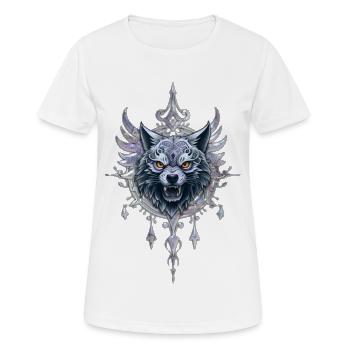Mystischer Wolfskopf. - Frauen T-Shirt atmungsaktiv - Weiß - Vorne - AI Model Female 172 dark (172cm)