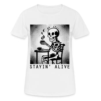 Stayin Alive - Barista - Kaffee - Frauen T-Shirt atmungsaktiv - Weiß - Vorne - AI Model Female 172 dark (172cm)