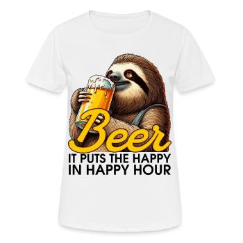 Happy Hour Bier Faultier Geschenk - Frauen T-Shirt atmungsaktiv - Weiß - Vorne - AI Model Female 172 dark (172cm)