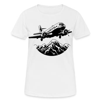 Flugzeug Grafik - Frauen T-Shirt atmungsaktiv - Weiß - Vorne - AI Model Female 172 dark (172cm)
