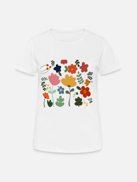 Flower Power Blumen Design - Floral Hippie Style - Frauen T-Shirt atmungsaktiv - Weiß