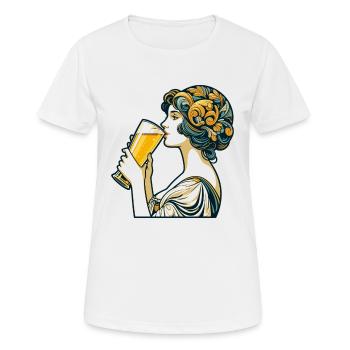 Frau trinkt Bier Weizenbier Geschenk - Frauen T-Shirt atmungsaktiv - Weiß - Vorne - AI Model Female 172 dark (172cm)