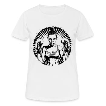 Boxerin - Frauen T-Shirt atmungsaktiv - Weiß - Vorne - AI Model Female 172 dark (172cm)