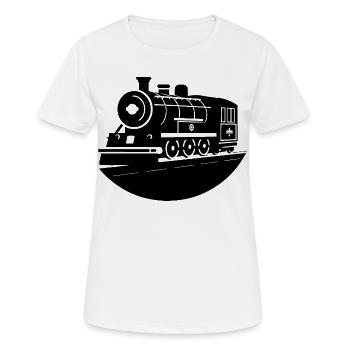 Lokomotive Grafik - Frauen T-Shirt atmungsaktiv - Weiß - Vorne - AI Model Female 172 dark (172cm)