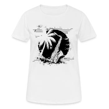 Saxophon Skizze - Frauen T-Shirt atmungsaktiv - Weiß - Vorne - AI Model Female 172 dark (172cm)