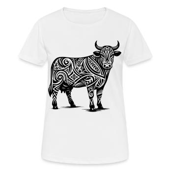 Vache Tribal - T-shirt respirant Femme - blanc - Devant - AI Model Female 172 dark (172cm)
