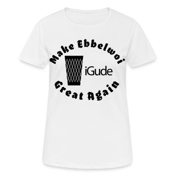 iGude Geripptes Great Again Ebbelwoi - Frauen T-Shirt atmungsaktiv - Weiß - Vorne - AI Model Female 172 dark (172cm)