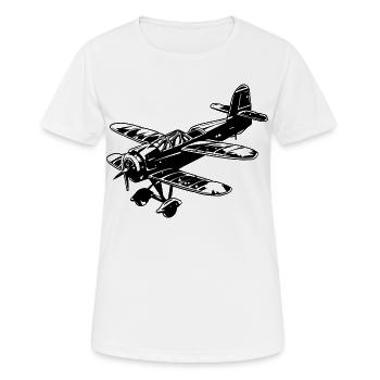 Propeller Flugzeug Grafik - Frauen T-Shirt atmungsaktiv - Weiß - Vorne - AI Model Female 172 dark (172cm)