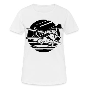 Dessin de l’avion de l’hélice - T-shirt respirant Femme - blanc - Devant - AI Model Female 172 dark (172cm)