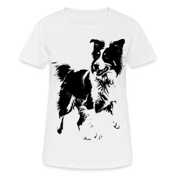 chien de race border collie - T-shirt respirant Femme - blanc - Devant - AI Model Female 172 dark (172cm)
