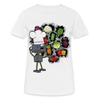 Roboter Koch Köche Köchin Küche Kochkunst - Frauen T-Shirt atmungsaktiv - Weiß - Vorne - AI Model Female 172 dark (172cm)