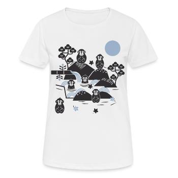 Chillende Affen in einer heißen Quelle l schwarz blau - Frauen T-Shirt atmungsaktiv - Weiß - Vorne - AI Model Female 172 dark (172cm)