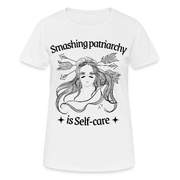 Smashing Patriarchy is Selfcare - Frauen T-Shirt atmungsaktiv - Weiß - Vorne - AI Model Female 172 dark (172cm)