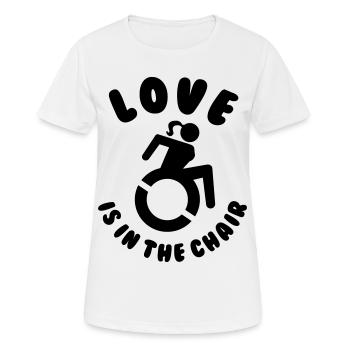 L’amour est dans le fauteuil roulant. L’amour est dans le fauteuil # - T-shirt respirant Femme - blanc - Devant - AI Model Female 172 dark (172cm)