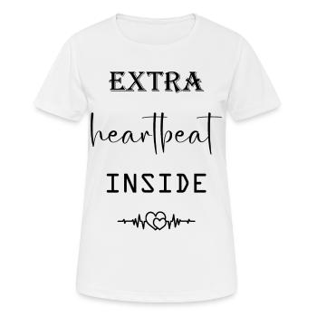 Extra heartbeat inside (black text) - Women's Breathable T-Shirt - white - Front - AI Model Female 172 dark (172cm)