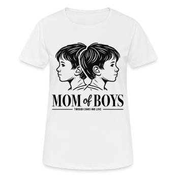 Mom of Boys - Through Chaos and Love | Mom Boys - Women's Breathable T-Shirt - white - Front - AI Model Female 172 dark (172cm)