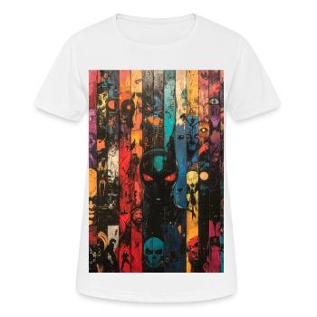 Farbige Schädel-Panel-Kunst - Frauen T-Shirt atmungsaktiv - Weiß - Vorne - AI Model Female 172 dark (172cm)