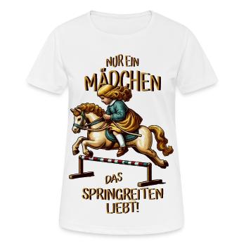 Kinder Springreiten - Frauen T-Shirt atmungsaktiv - Weiß - Vorne - AI Model Female 172 dark (172cm)