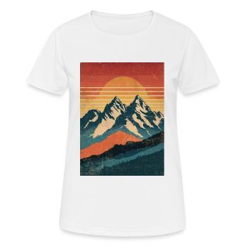 Rétro montagnes avec coucher de soleil - T-shirt respirant Femme - blanc - Devant - AI Model Female 172 dark (172cm)