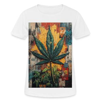 Art mural en feuilles de chanvre graffiti - T-shirt respirant Femme - blanc - Devant - AI Model Female 172 dark (172cm)