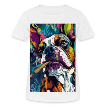 Bouledogue aux couleurs vives avec un cigare - T-shirt respirant Femme - blanc - Devant - AI Model Female 172 dark (172cm)