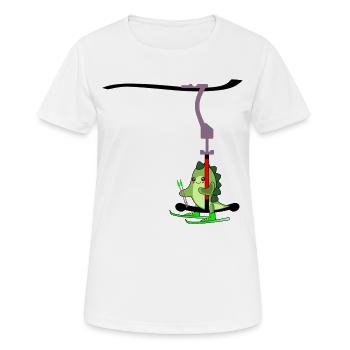 SKILIFT KINDER SKIFAHREN DINOSAURIER - Frauen T-Shirt atmungsaktiv - Weiß - Vorne - AI Model Female 172 dark (172cm)