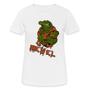 GYM Rebel - Women's Breathable T-Shirt - white - Front - AI Model Female 172 dark (172cm)