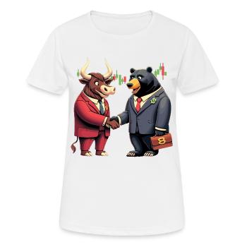 Marché boursier Taureau Ours Poignée de main Profit Cadeau - T-shirt respirant Femme - blanc - Devant - AI Model Female 172 dark (172cm)