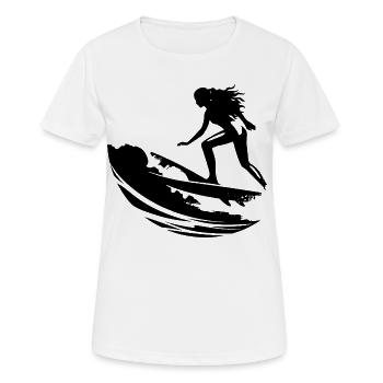 Weiblicher Surfer - Frauen T-Shirt atmungsaktiv - Weiß - Vorne - AI Model Female 172 dark (172cm)