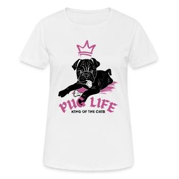 La vie de carlin – Carlin avec couronne - T-shirt respirant Femme - blanc - Devant - AI Model Female 172 dark (172cm)