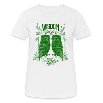 La sagesse avant la richesse – Hiboux symboliques - T-shirt respirant Femme - blanc - Devant - AI Model Female 172 dark (172cm)