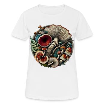 Conception complexe de champignons et d’éléments forestiers - T-shirt respirant Femme - blanc - Devant - AI Model Female 172 dark (172cm)