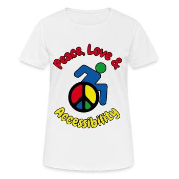 Peace, love and wheelchair accessibility # - Women's Breathable T-Shirt - white - Front - AI Model Female 172 dark (172cm)