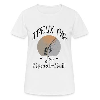 Ich kann nicht, ich habe Speed Sail - Frauen T-Shirt atmungsaktiv - Weiß - Vorne - AI Model Female 172 dark (172cm)