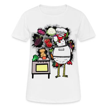 Poulet Cuisinier Cuisiniers Cuisinier - T-shirt respirant Femme - blanc - Devant - AI Model Female 172 dark (172cm)
