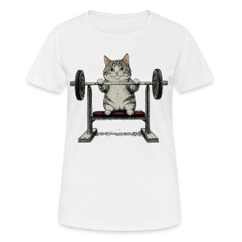 Fit Cat - Frauen T-Shirt atmungsaktiv - Weiß - Vorne - AI Model Female 172 dark (172cm)